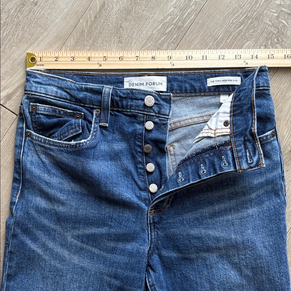 Denim Forum Women's Mid Blue Button-Fly Jeans - Picture 2 of 7